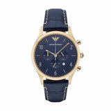 Emporio Armani Chronograph Midnight Blue Dial Blue Leather Strap Watch For Men - AR1862 Authentic Buy Shop Now