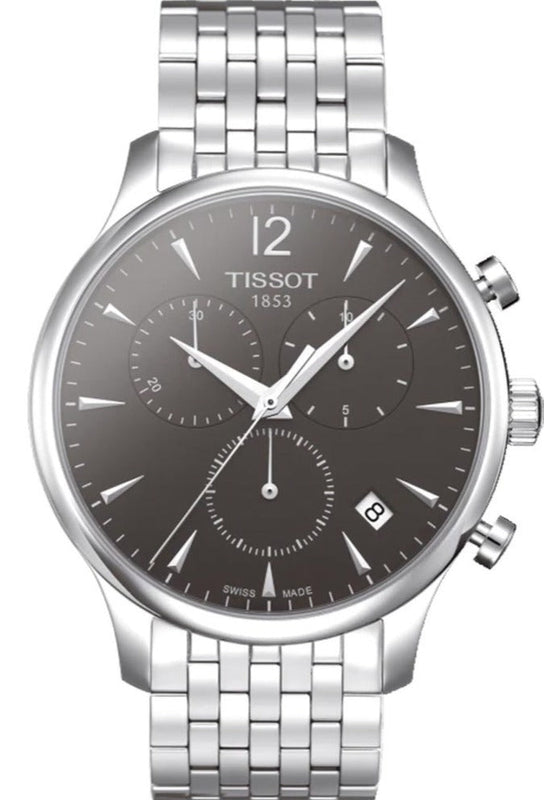 Tissot T Classic Tradition Chronograph Black Dial Silver Steel Strap Watch For Men - T063.617.11.067.00 Authentic Buy Shop Now