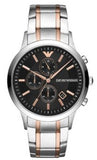 Emporio Armani Renato Chronograph Black Dial Two Tone Steel Strap Watch For Men - AR11165 Authentic Buy Shop Now