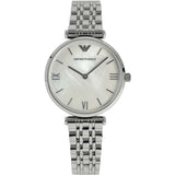 Emporio Armani T Bar Mother of Pearl Dial Steel Strap Watch For Women - AR1682 Authentic Buy Shop Now