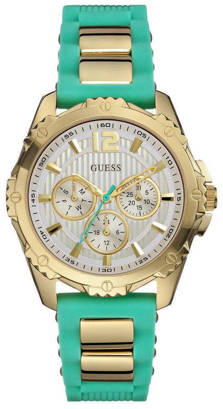 Guess Intrepid 2 Silver Dial Two Tone Rubber Strap Watch For Women - W0325L4 Authentic Buy Shop Now