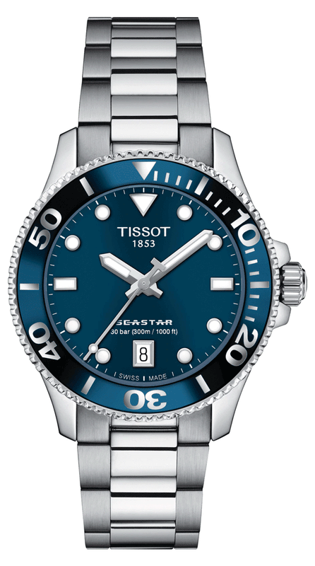 Tissot Seastar 1000 Lady Blue Dial Silver Steel Strap Watch For Women - T120.210.11.041.00 Authentic Buy Shop Now