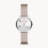 Emporio Armani Silver Sunray Dial Two Tone Steel Strap Watch For Women - AR11113 Authentic Buy Shop Now