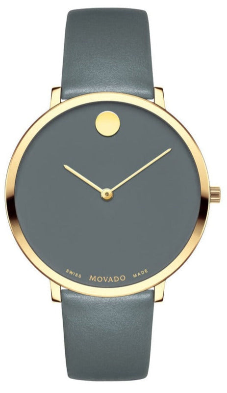 Movado 70th Anniversary Special Edition Grey Dial Grey Leather Strap Watch For Women - 0607140 Authentic Buy Shop Now