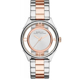 Marc Jacobs Tether Transparent White Dial Two Tone Steel Strap Watch for Women - MBM3436 Authentic Buy Shop Now