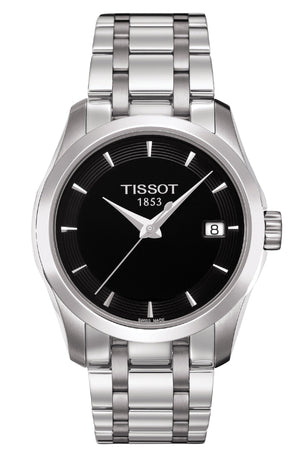 Tissot T Trend Couturier Lady Black Dial Silver Steel Strap Watch For Women - T035.210.11.051.00 Authentic Buy Shop Now