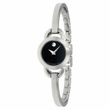Movado Rondiro 22mm Black Dial Silver Steel Strap Watch For Women - 0606796 Authentic Buy Shop Now