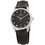 Gucci G Timeless Automatic Black Dial Black Leather Strap Watch For Women - YA126469 Authentic Buy Shop Now