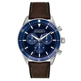 Movado Heritage 29mm Chronograph Blue Dial Brown Leather Strap Watch For Men - 3650061 Authentic Buy Shop Now