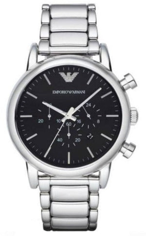 Emporio Armani Luigi Black Dial Silver Steel Strap Watch For Men - AR1894 Authentic Buy Shop Now