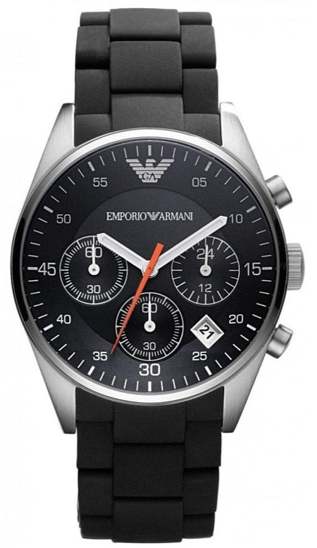 Emporio Armani Sportivo Chronograph Black Dial Black Strap Watch For Men - AR5858 Authentic Buy Shop Now