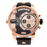 Diesel Little Daddy Black & Gold Dial Black Leather StrapWatch For Men - DZ7282 Authentic Buy Shop Now