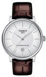 Tissot T-Classic Powermatic 80 Silver Dial Brown Leather Strap Watch For Men - T122.407.16.031.00 Authentic Buy Shop Now