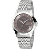 Gucci G Timeless Brown Dial Silver Steel Strap Watch For Men - YA126406 Authentic Buy Shop Now