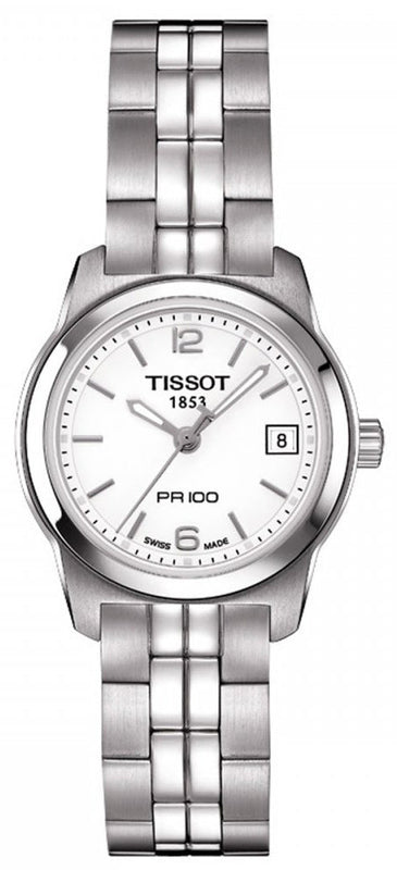 Tissot T Classic PR100 Watch Ladies White Dial Stainless Steel For Women - T049.210.11.017.00 Authentic Buy Shop Now