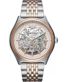 Emporio Armani Meccanico White Dial Two Tone Stainless Steel Watch For Men - AR60002 Authentic Buy Shop Now