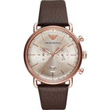 Emporio Armani Aviator Grey Dial Brown Leather Strap Watch For Men - AR11106 Authentic Buy Shop Now