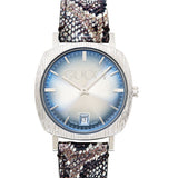 Gucci Grip Vintage Blue Dial Snakeskin Brown Leather Strap Watch for Women - YA152401 Authentic Buy Shop Now