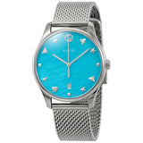 Gucci G-Timeless Turquiose Mother of Pearl Dial Silver Mesh Bracelet Watch For Women - YA1264039 Authentic Buy Shop Now