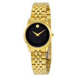 Movado Museum Classic Quartz Black Dial Gold Steel Strap Watch For Women - 0607005 Authentic Buy Shop Now
