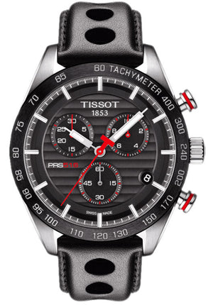 Tissot PRS 516 Chronograph Black Dial Black Leather Strap Watch For Men - T100.417.16.051.00 Authentic Buy Shop Now