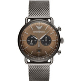 Emporio Armani Aviator Brown Dial Grey Mesh Bracelet Watch For Men - AR11141 Authentic Buy Shop Now