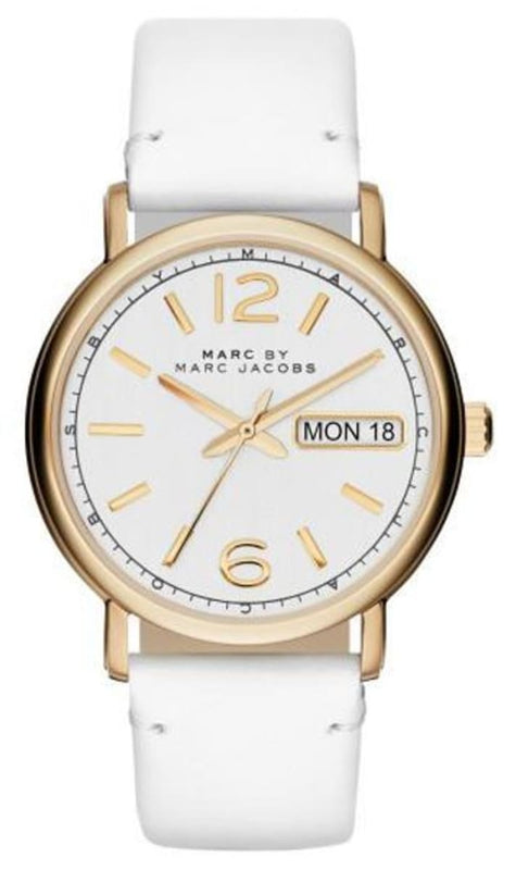 Marc Jacobs Fergus White Dial White Leather Strap Watch for Women - MBM8653 Authentic Buy Shop Now