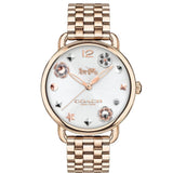 Coach Delancey White Dial Rose Gold Tone Stainless Steel Watch For Women - 14502811 Authentic Buy Shop Now