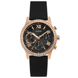 Guess Solar 40mm Black & Rose Gold Dial Black Rubber Strap Watch For Women - W1135L4 Authentic Buy Shop Now