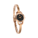 Movado Rondiro 22mm Black Dial Rose Gold Steel Strap Watch For Women - 0607065 Authentic Buy Shop Now