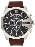 Diesel Mega Chief Chronograph Black Dial Brown Leather Strap Watch For Men - DZ4290 Authentic Buy Shop Now