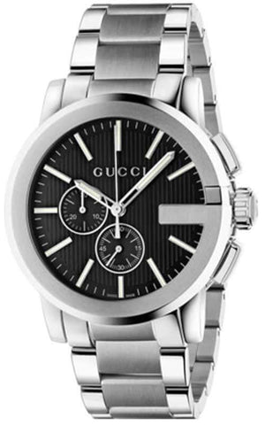 Gucci G Chrono Black Dial Silver Steel Strap Watch For Men - YA101204 Authentic Buy Shop Now