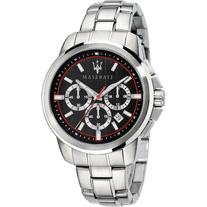 Maserati Successo Chronograph Black Dial Silver Steel Strap Watch For Men - R8873621009 Authentic Buy Shop Now