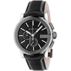 Gucci G Chrono Black Dial Black Leather Strap Watch For Men - YA101205 Authentic Buy Shop Now