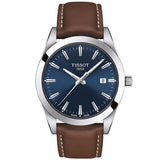 Tissot Gentleman Blue Dial Brown Leather Strap Watch For Men - T127.410.16.041.00 Authentic Buy Shop Now