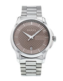 Gucci G Timeless Brown Dial Silver Steel Strap Watch For Men - YA126445 Authentic Buy Shop Now