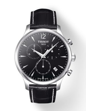 Tissot T Classic Tradition Chronograph Black Dial Black Leather Strap Watch For Men - T063.617.16.057.00 Authentic Buy Shop Now