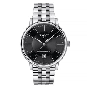 Tissot T Classic Carson Premium Powermatic 80 Black Dial Silver Steel Strap Watch For Men - T122.407.11.051.00 Authentic Buy Shop Now