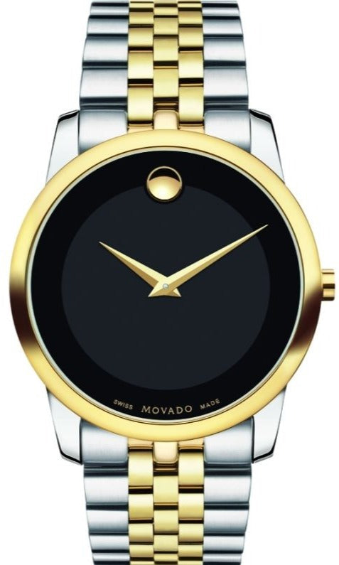 Movado Museum Classic Black Dial Two Tone Steel Strap Watch For Women - 0606605 Authentic Buy Shop Now
