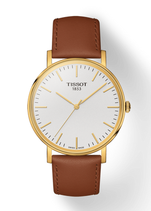 Tissot T Classic Everytime White Dial Brown Leather Strap Watch For Men - T109.410.36.031.00 Authentic Buy Shop Now