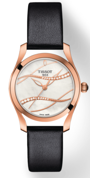 Tissot T Wave Diamond Mother of Pearl Dial Black Leather Strap Watch For Women - T112.210.36.111.00 Authentic Buy Shop Now