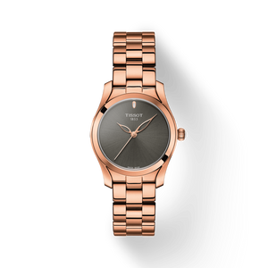 Tissot T Wave Anthracite Dial Rose Gold Steel Strap Watch For Women - T112.210.33.061.00 Authentic Buy Shop Now