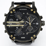 Diesel Mr Daddy 2.0 Chronograph Black Dial Black Leather Strap Watch For Men - DZ7348 Authentic Buy Shop Now