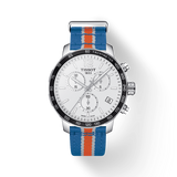 Tissot Quickster Chronograph NBA New York Kicks White Dial Multicolored Nato Strap Watch For Men - T095.417.17.037.06 Authentic Buy Shop Now