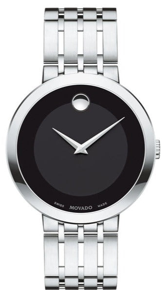 Movado Esperanza 39mm Black Dial Silver Steel Strap Watch For Men - 0607057 Authentic Buy Shop Now
