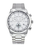 Gucci G Timeless Chronograph White Dial Silver Steel Strap Watch For Men - YA126472 Authentic Buy Shop Now