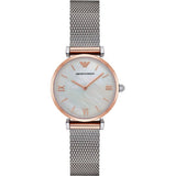 Emporio Armani Retro Mother of Pearl Dial Silver Mesh Bracelet Watch For Women - AR2067 Authentic Buy Shop Now