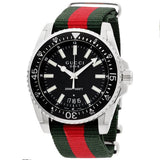 Gucci Dive Black Dial Two Tone NATO Strap Watch For Men - YA136206 Authentic Buy Shop Now