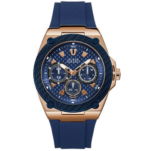 Guess Legacy Blue Dial Blue Silicone Strap Watch For Men - W1049G2 Authentic Buy Shop Now