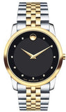 Movado Museum Classic Diamonds Black Dial Two Tone Steel Strap Watch For Men - 0606879 Authentic Buy Shop Now